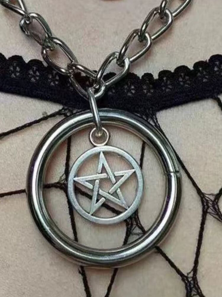 Woman Punk Pentagram Necklace