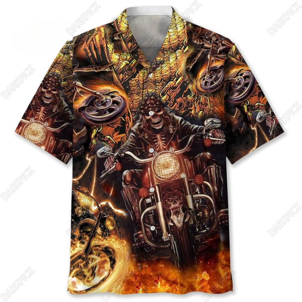 Motorcycle Skull Hawaiian Shirt