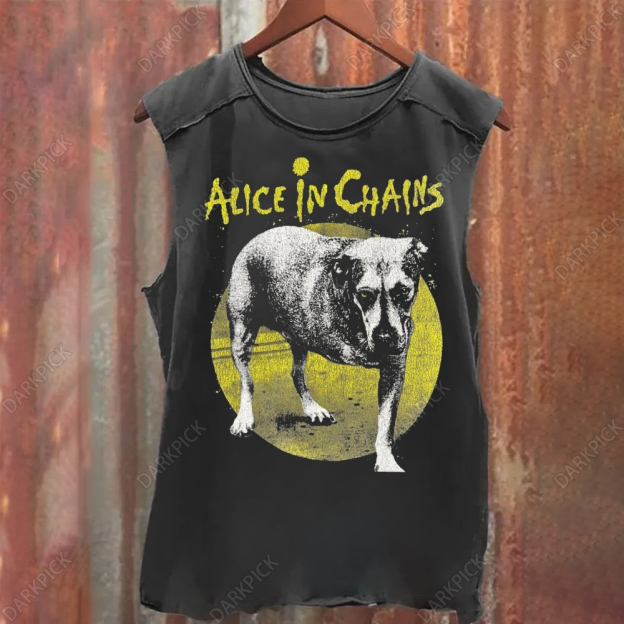 Unisex Vintage Washed Alice In Chains Band Tank Top