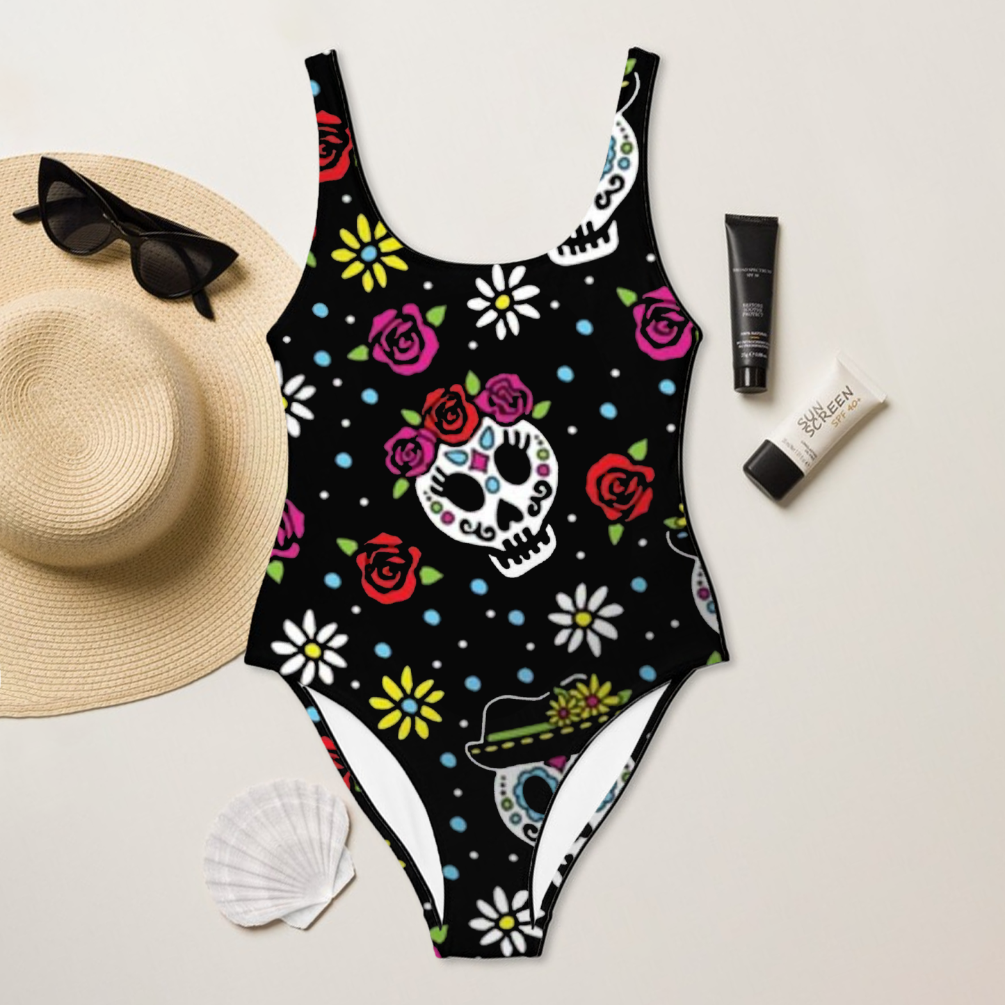 Skull Print Swimsuit one piece swimsuit