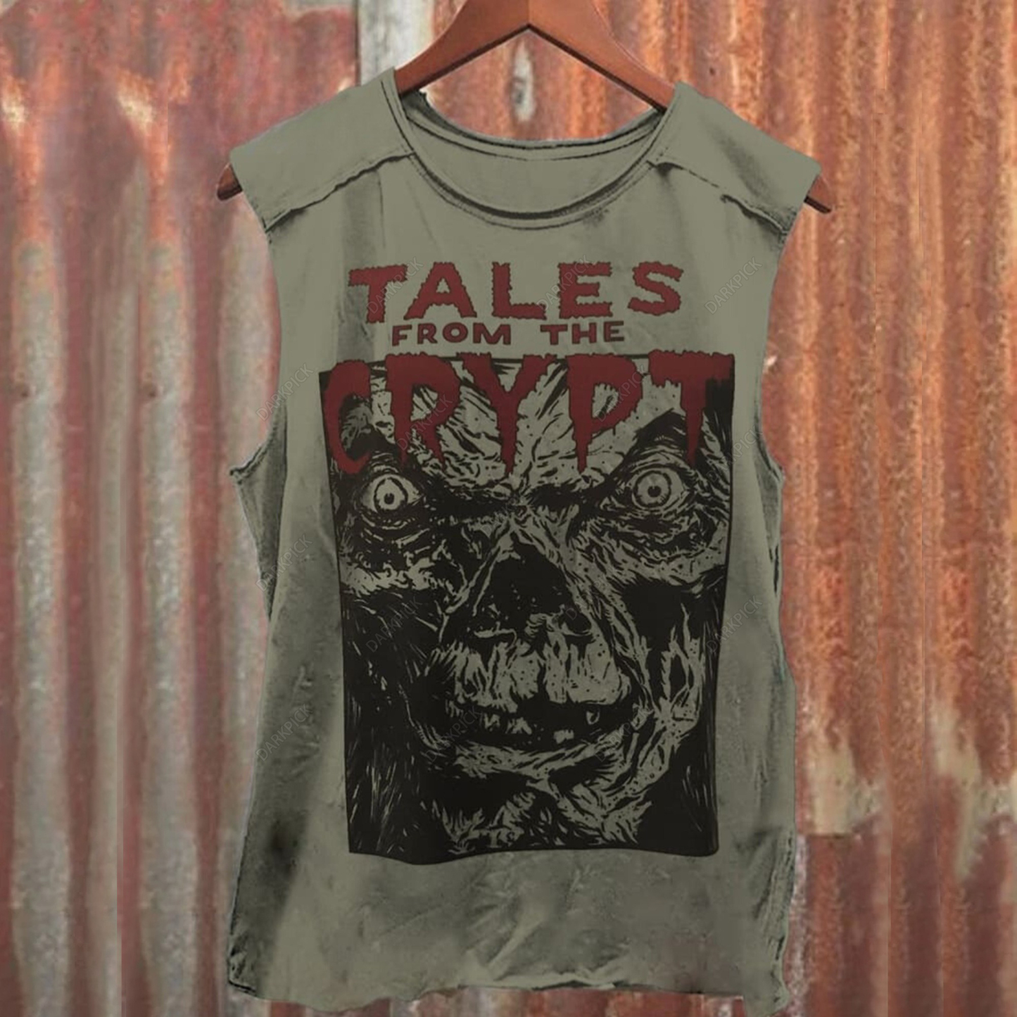 Unisex Tales Crypt Zombie Art Print 100% Cotton Casual Tank Top