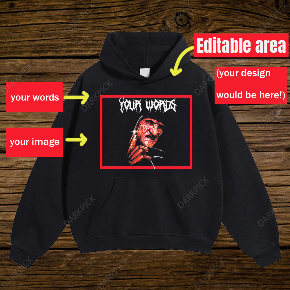 Customized Unisex Cotton Gothic Font Hoodie