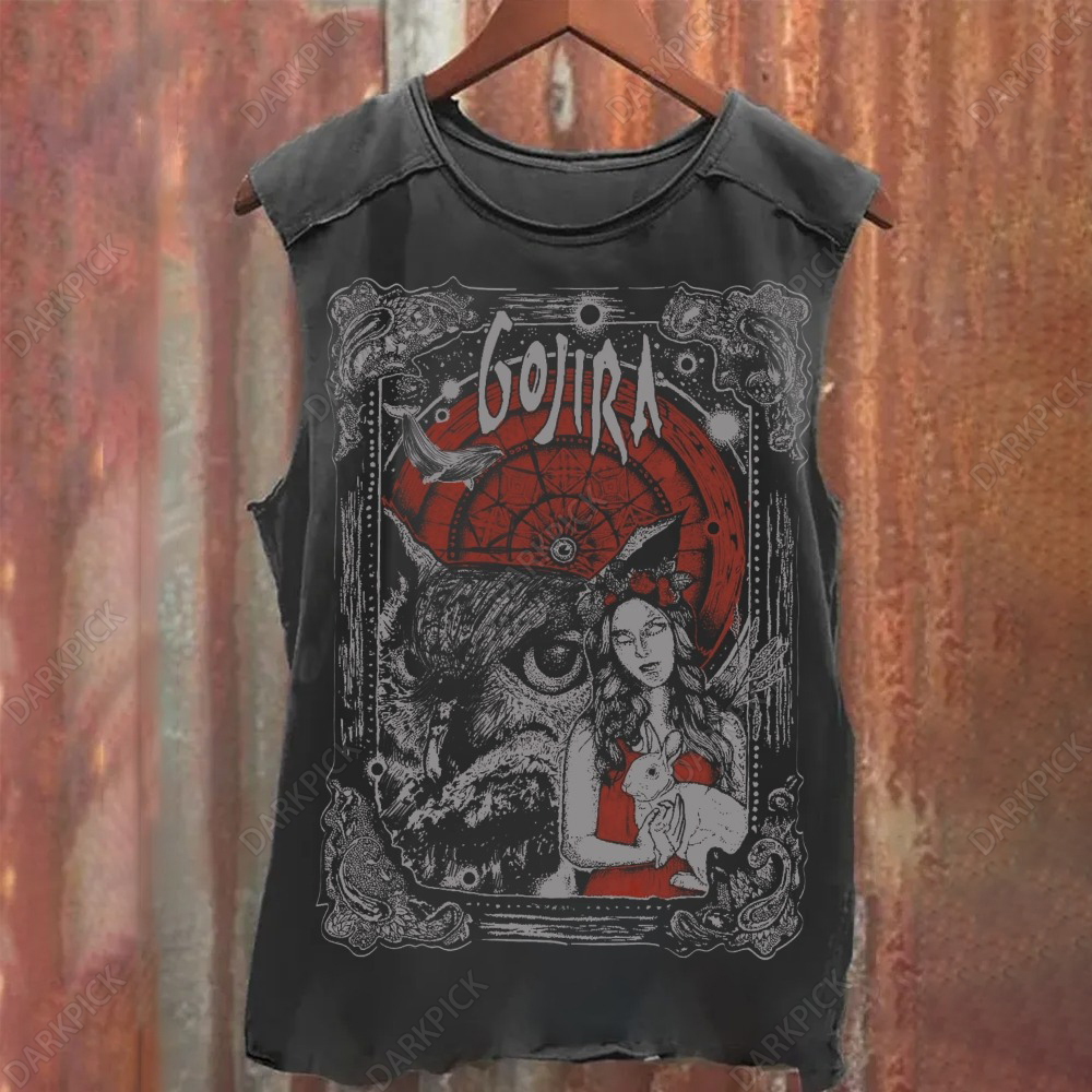 Unisex Gojira Poster Woman Holds Rabbit and The Owl Print Casual Tank Top