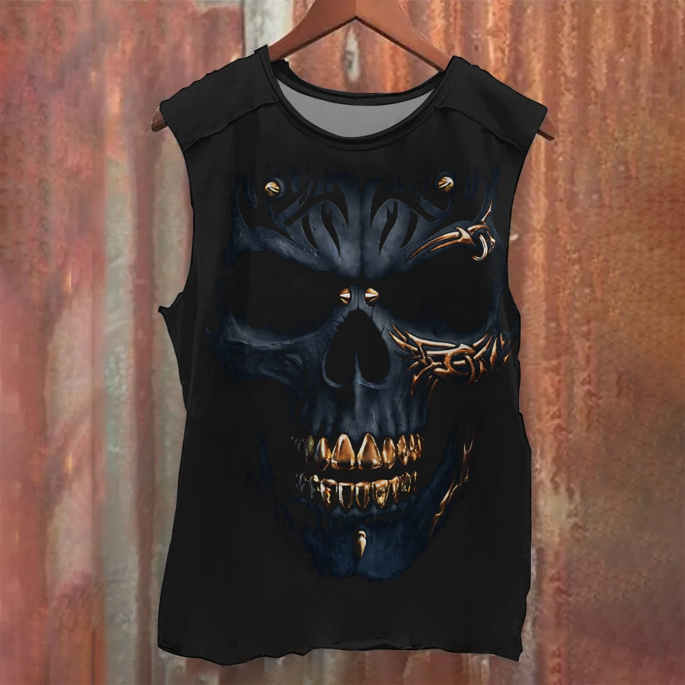 Unisex Casual BLACK GOLD  Printed Tank Top