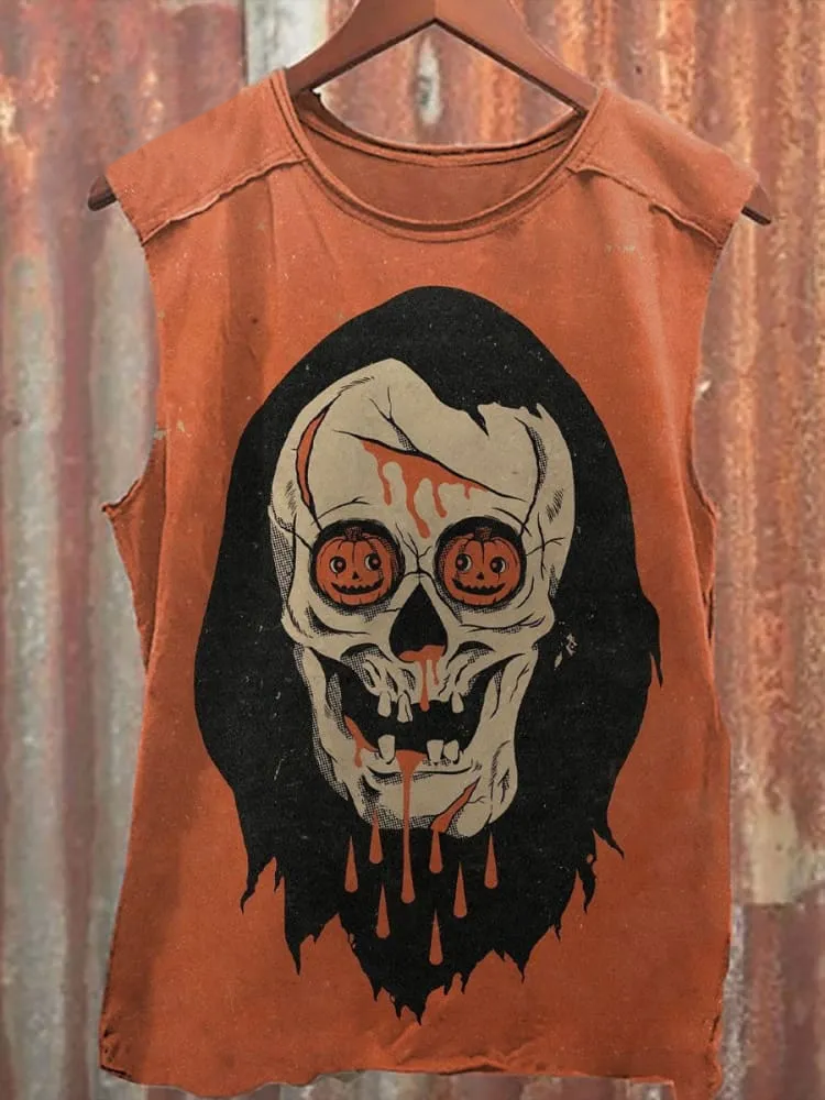 Vintage Skull Halloween Print Unisex Classic Tank Top