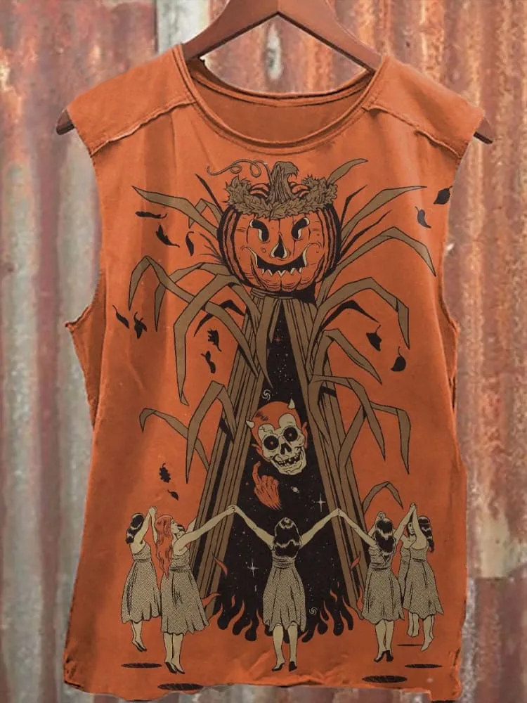 Vintage Pumpkin Halloween Print Unisex Classic Tank Top