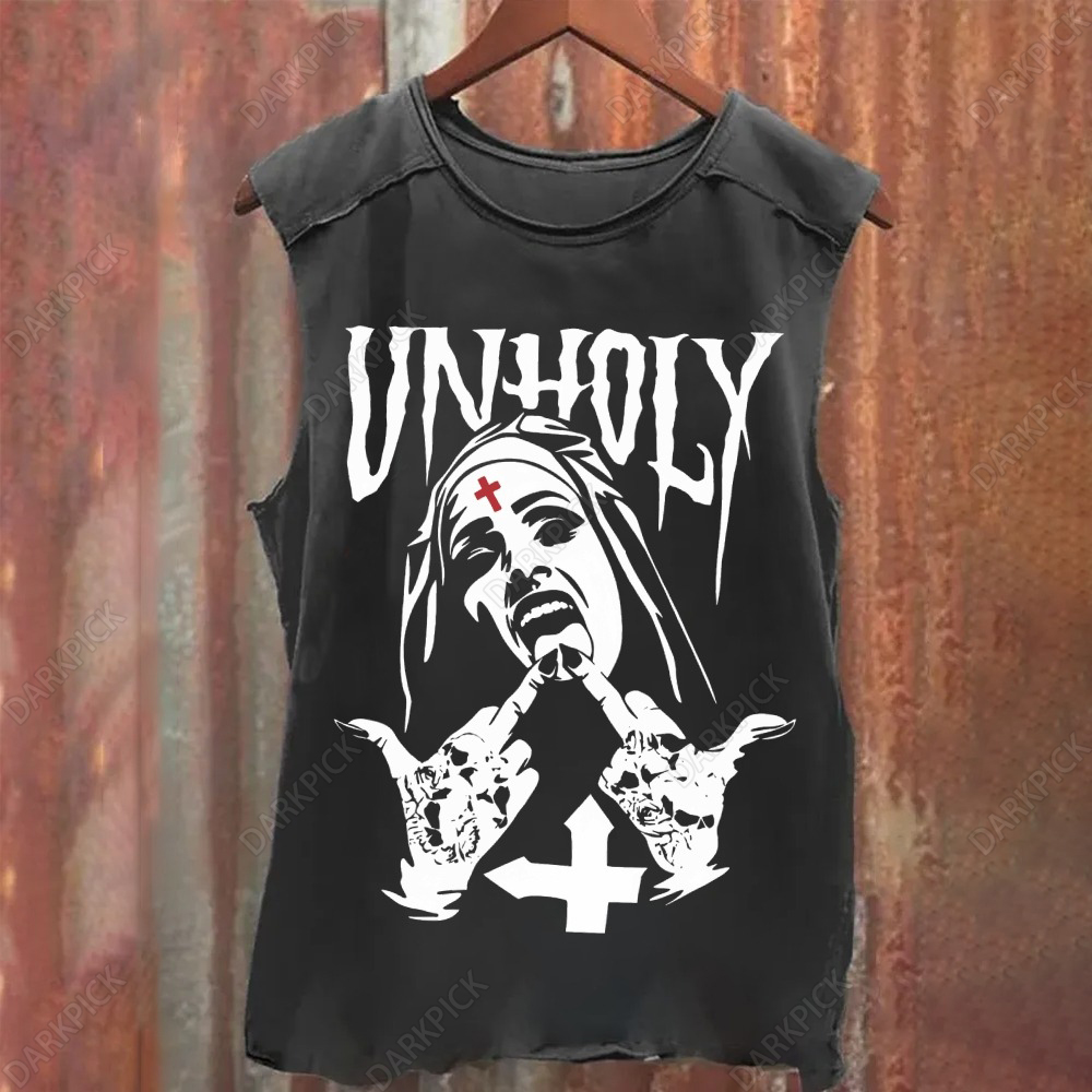 Unholy Nun Gestures Men's Printed Tank Top