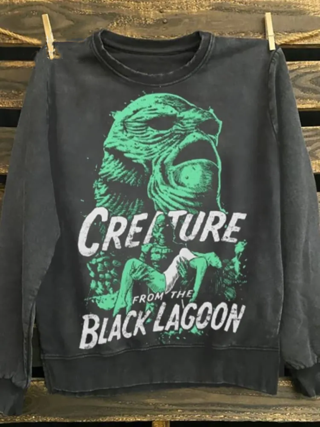 Horror Creature Print Unisex 100% Cotton Sweatshirt