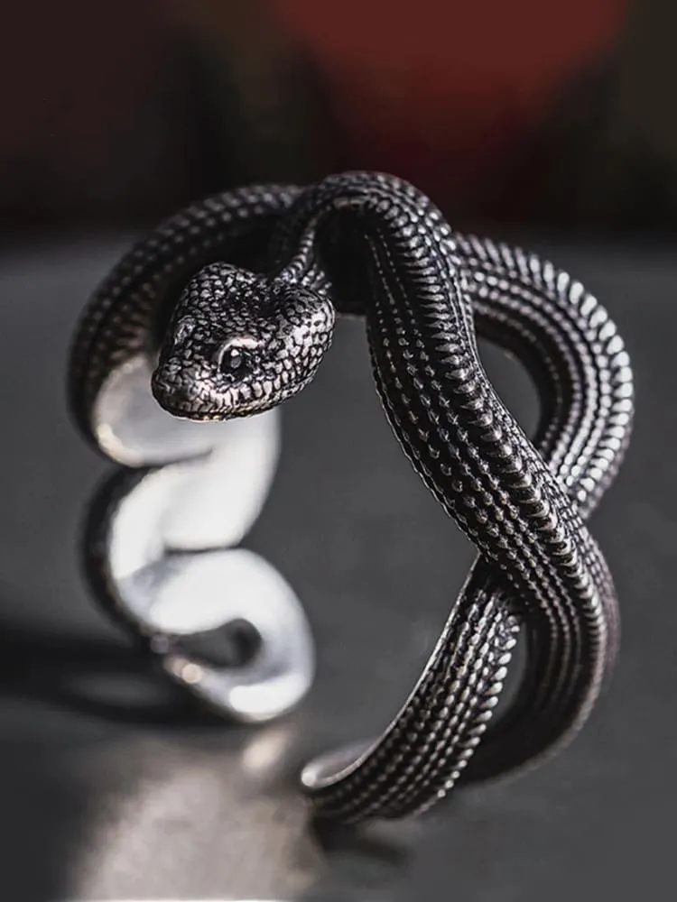 Male Punk Snake Three Dimensional Winding Finger Ring