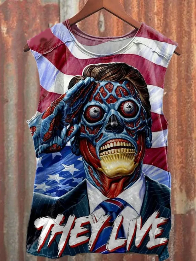 Unisex Funny Independence Day Art Illustration Print Casual Tank Top