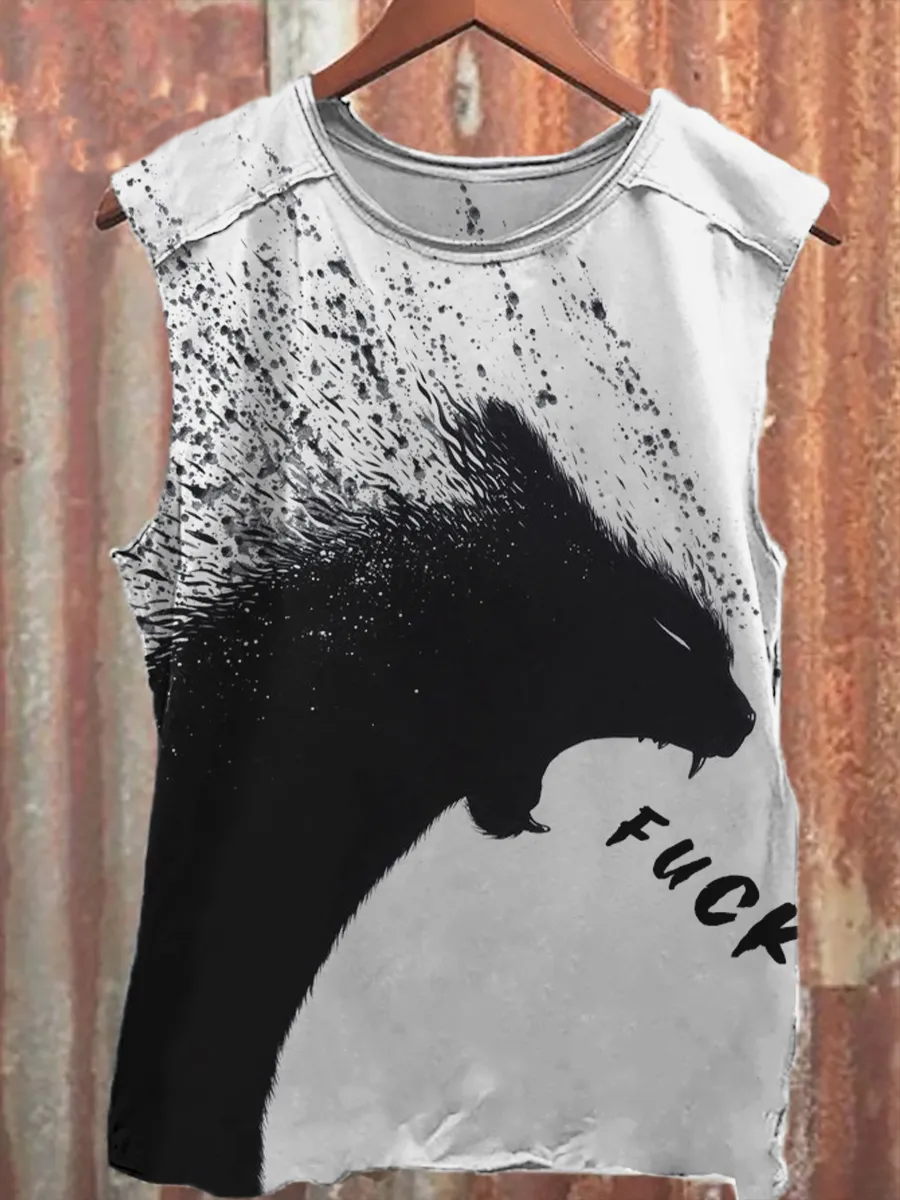 Unisex A Cat Yelling Fuck Print Casual Tank Top