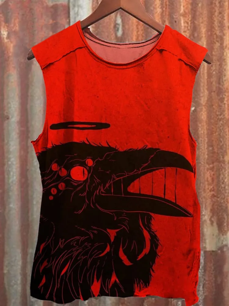 Unisex Crow Art Print Casual Tank Top