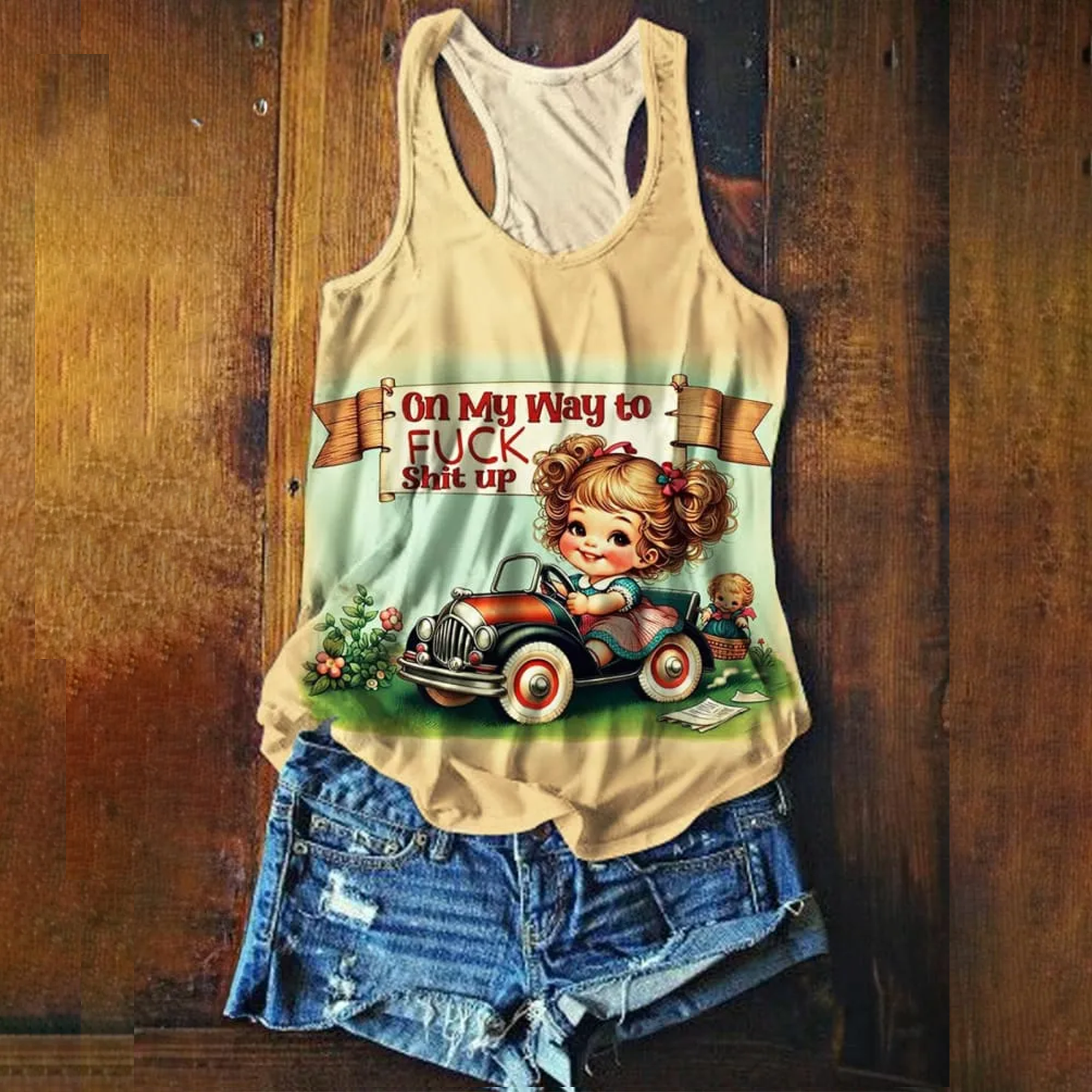 Women's Funny Retro Art Print Tank Top
