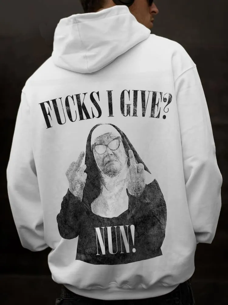 Unisex Fucks I Give Nun Print Casual Hoodie 