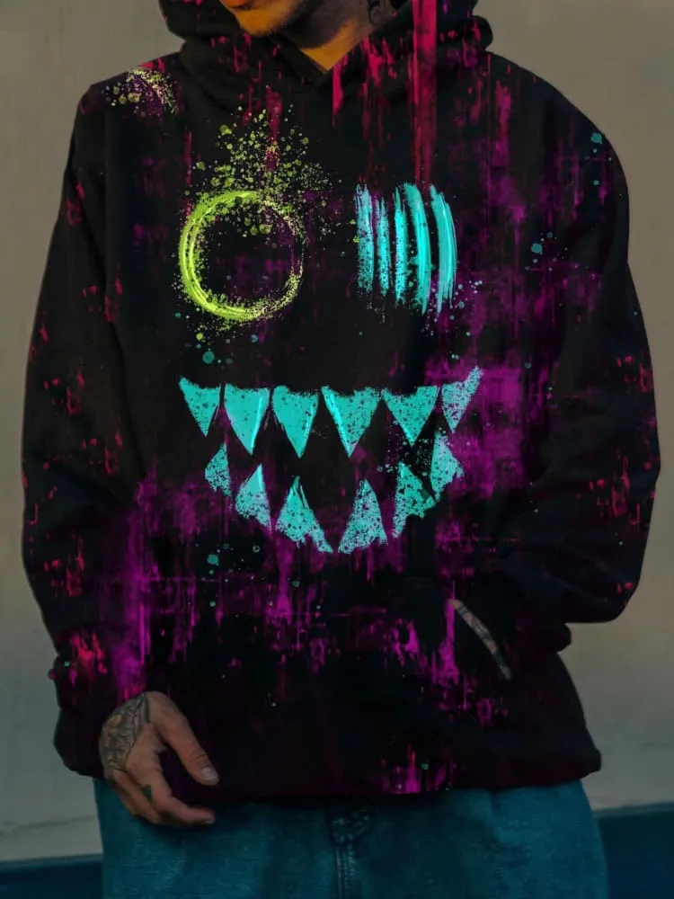 Unisex Purple Fangs Emoji Printing Casual Hoodie Sweatshirt