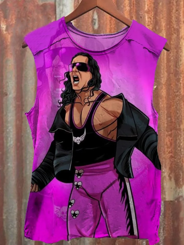 Unisex Purple Wrestling Print Casual Tank Top
