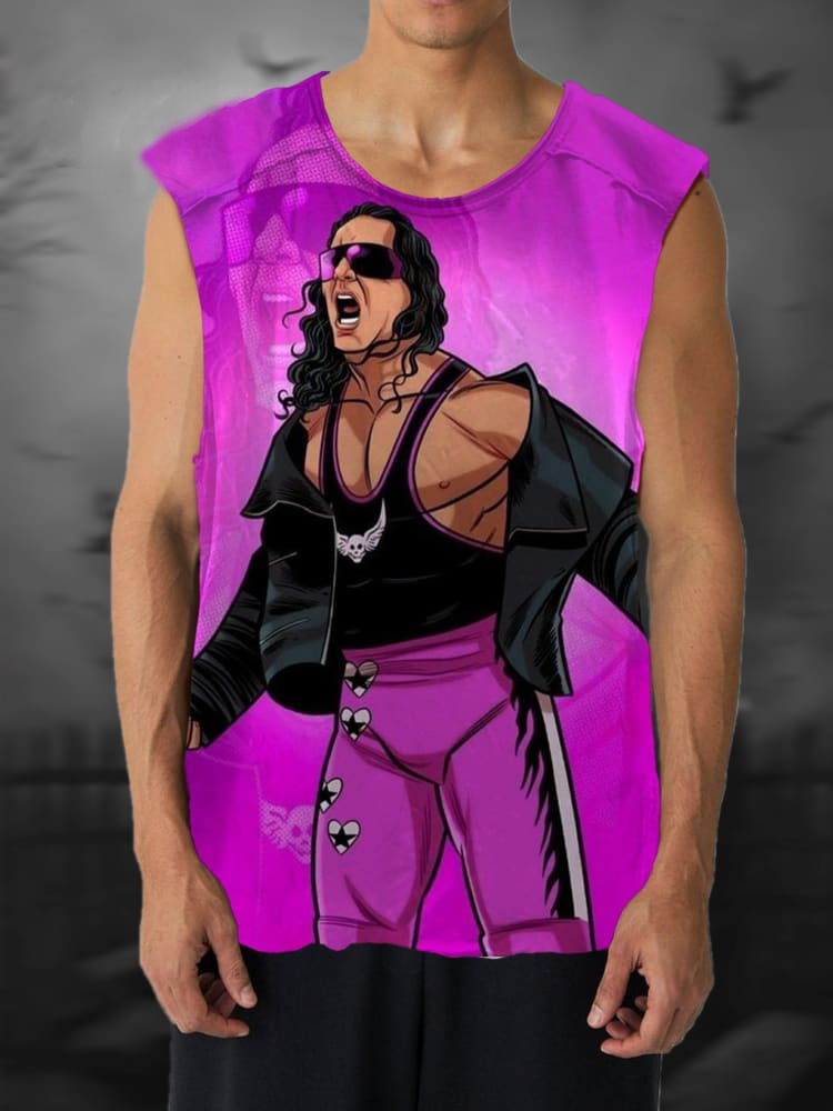 Unisex Purple Wrestling Print Casual Tank Top