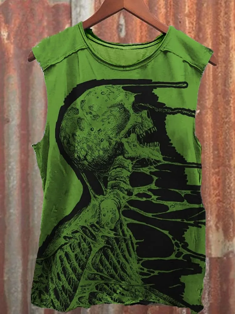 Unisex Psychedelic Skeleton Graphic Tank Top