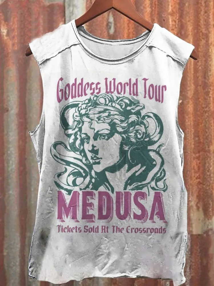 Medusa Print 100% Cotton Casual Tank Top