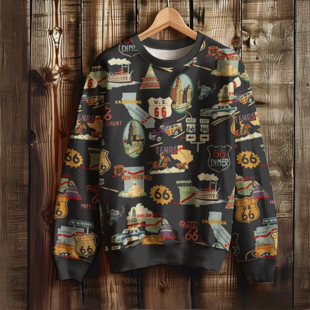 Unisex Route 66 Print Sweatshirt