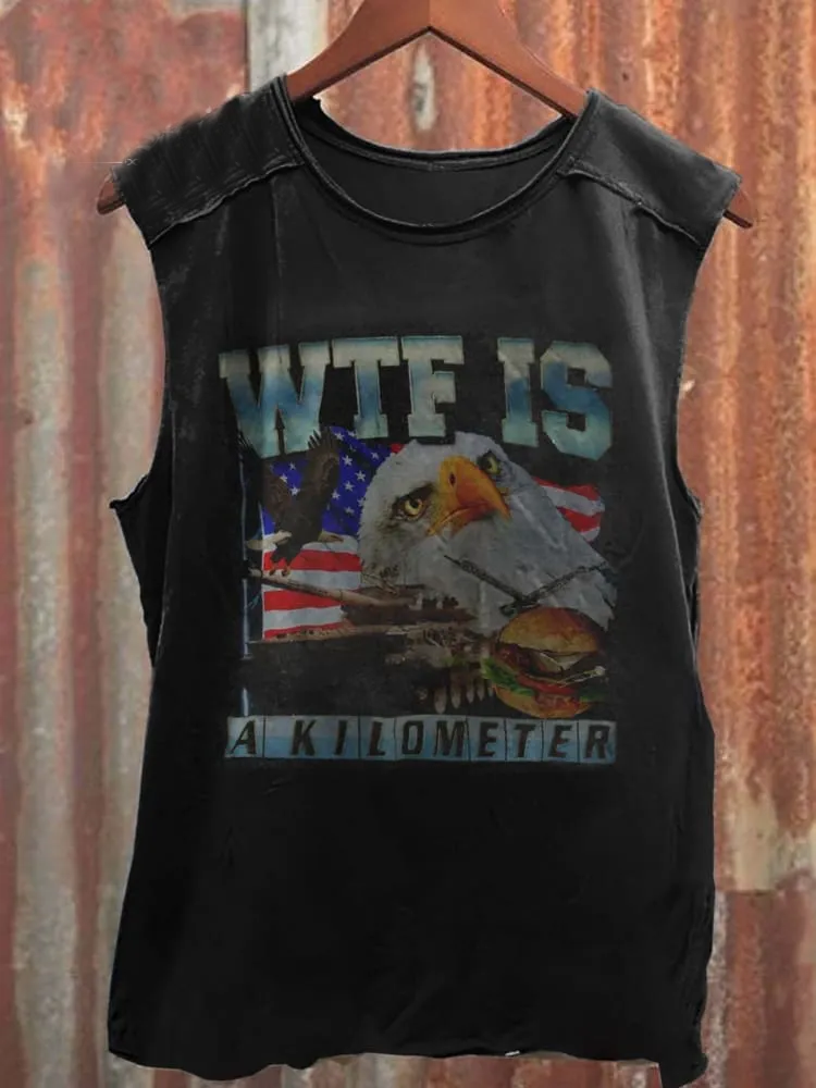Unisex WTF IS A KILOMETER Print 100% Cotton Casual Tank Top