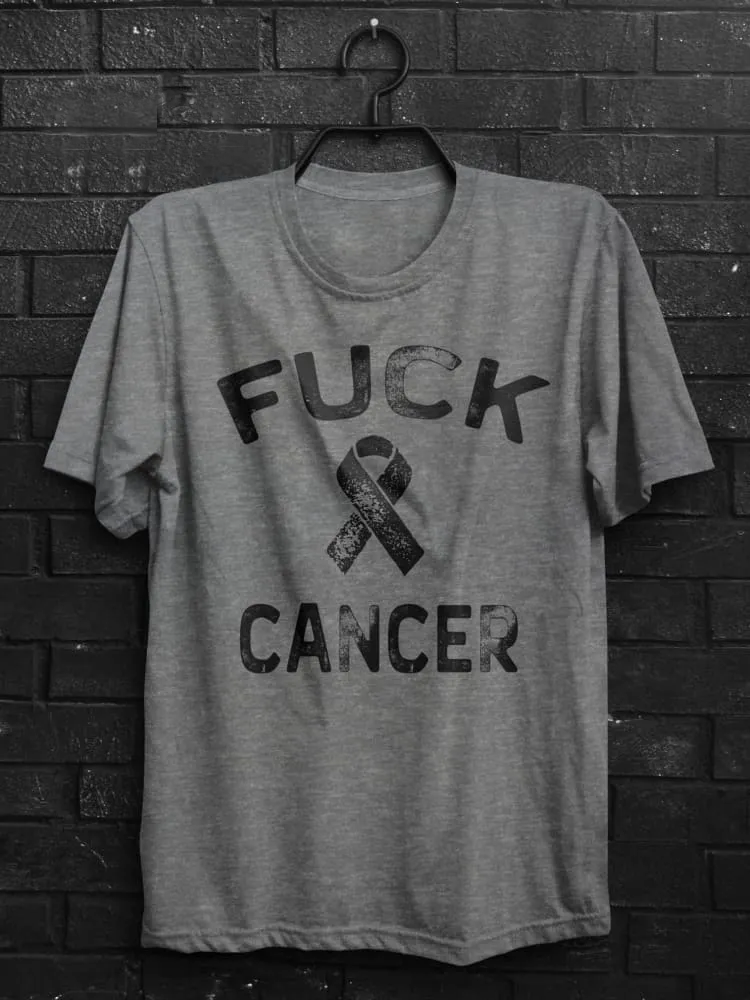 Fuck Cancer Print Unisex Classic Crew Neck T-shirt