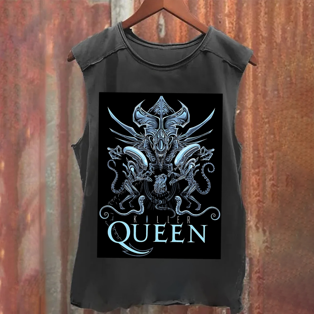 Unisex Vintage Washed Xenomorph Queen  Tank Top