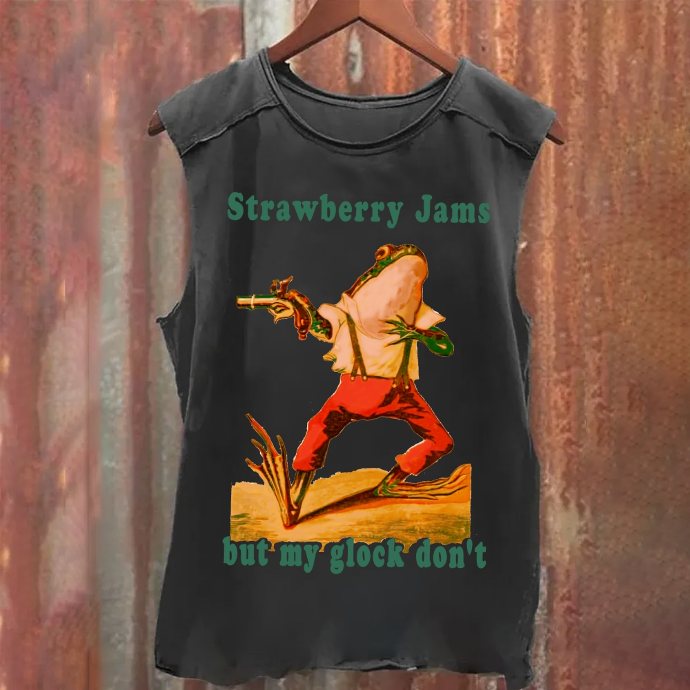Strawberry Jams But My Glock Don't Frog Print Unisex Classic Tank Top