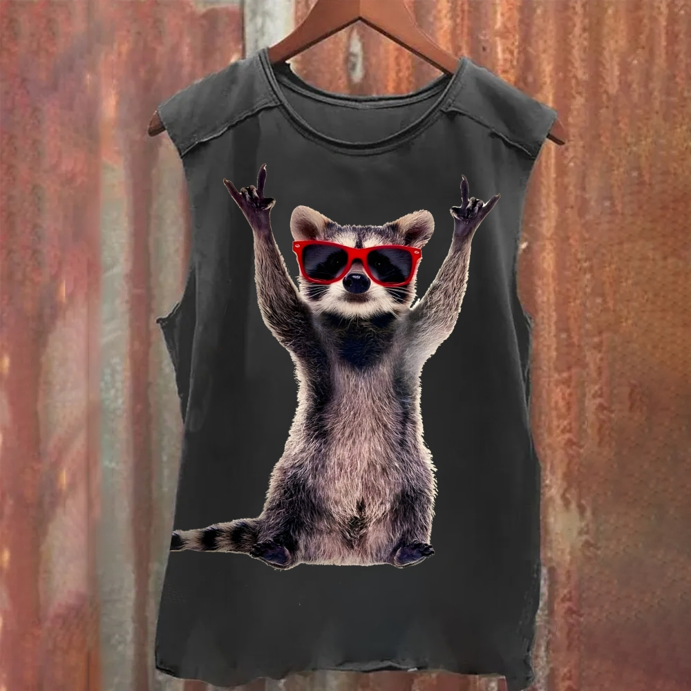 Unisex Fun Raccoon Abstract Print Tank Top