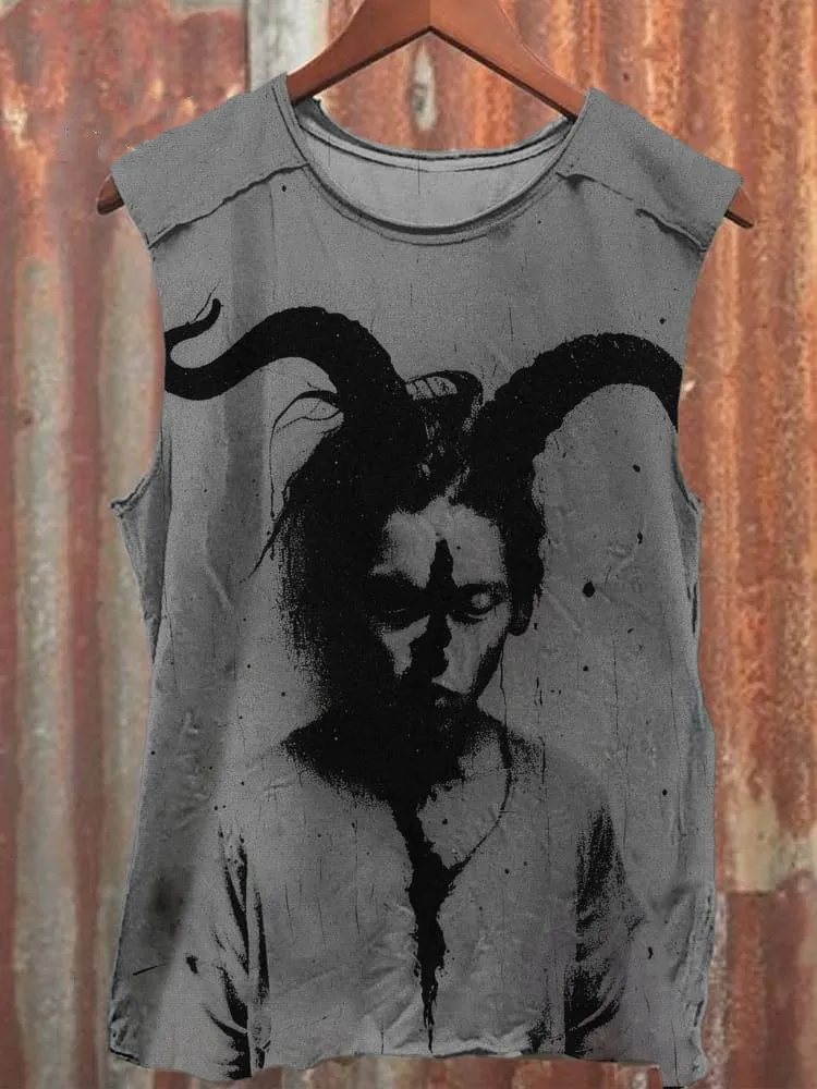 Unisex Devil Print Casual Tank Top