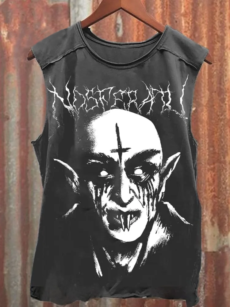Unisex Black Metal Zombie Print 100% cotton Tank Top