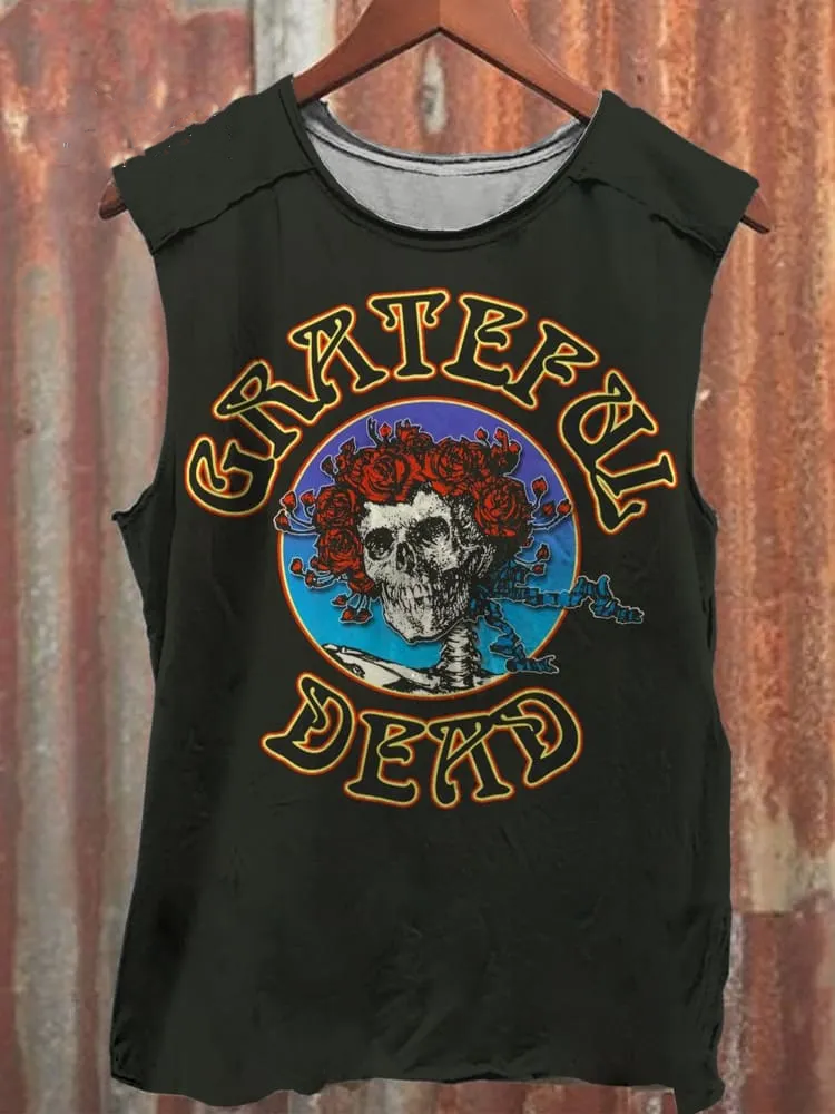 Unisex Tie Dye Grateful Print Casual Tank Top