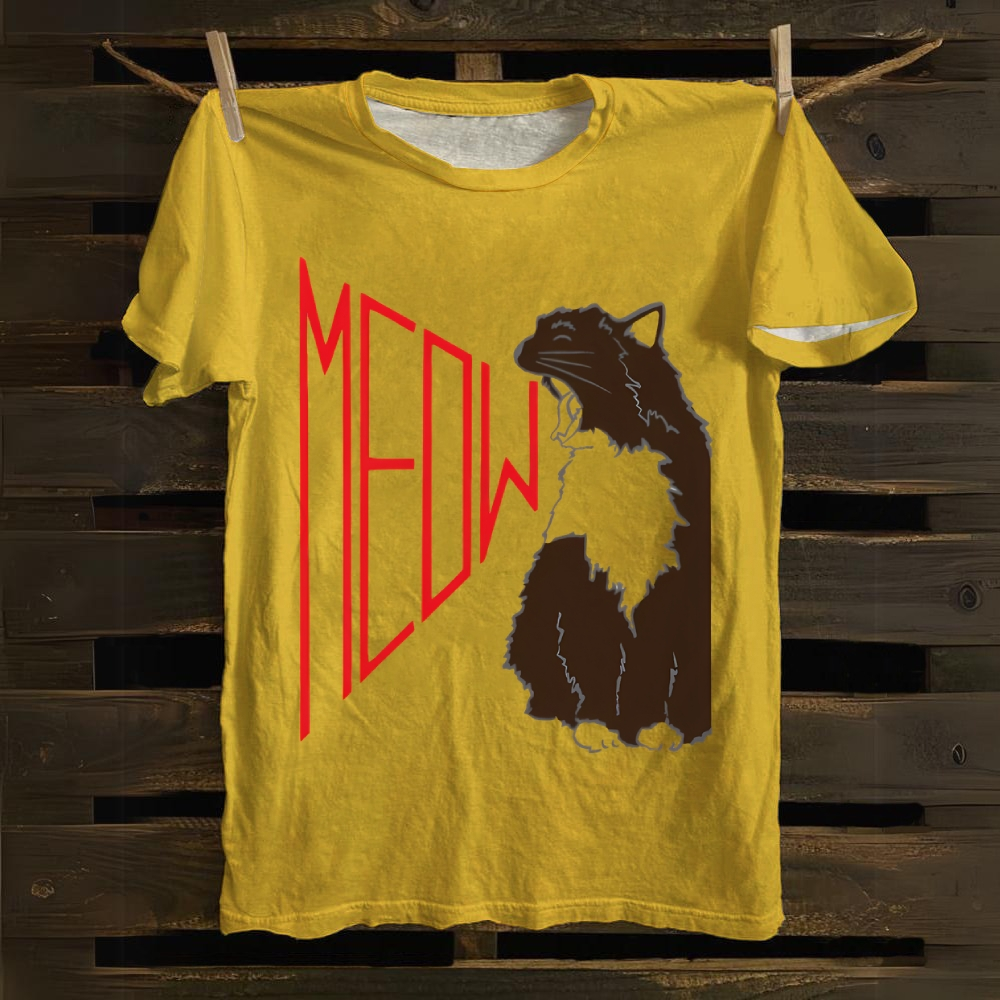 Unisex  Meow Cat Print  Casual  T-Shirt