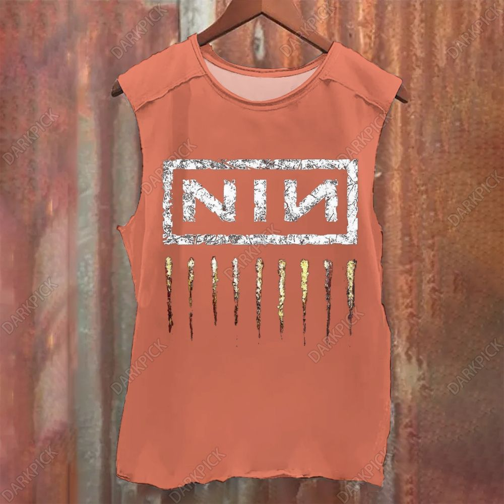 Unisex Vintage Washed Nine Inch Nails Band Tank Top