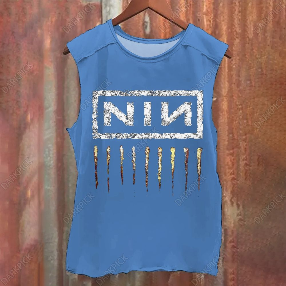 Unisex Vintage Washed Nine Inch Nails Band Tank Top