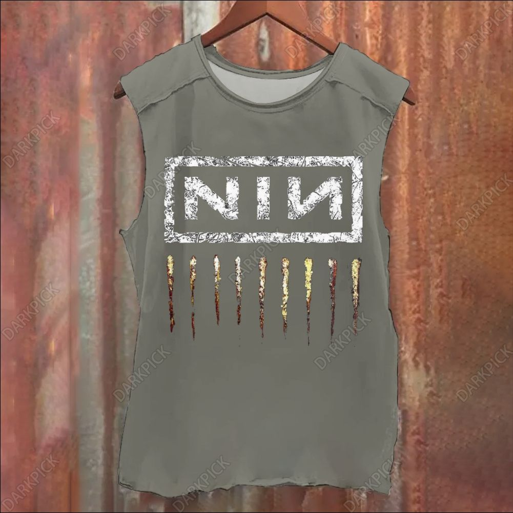 Unisex Vintage Washed Nine Inch Nails Band Tank Top