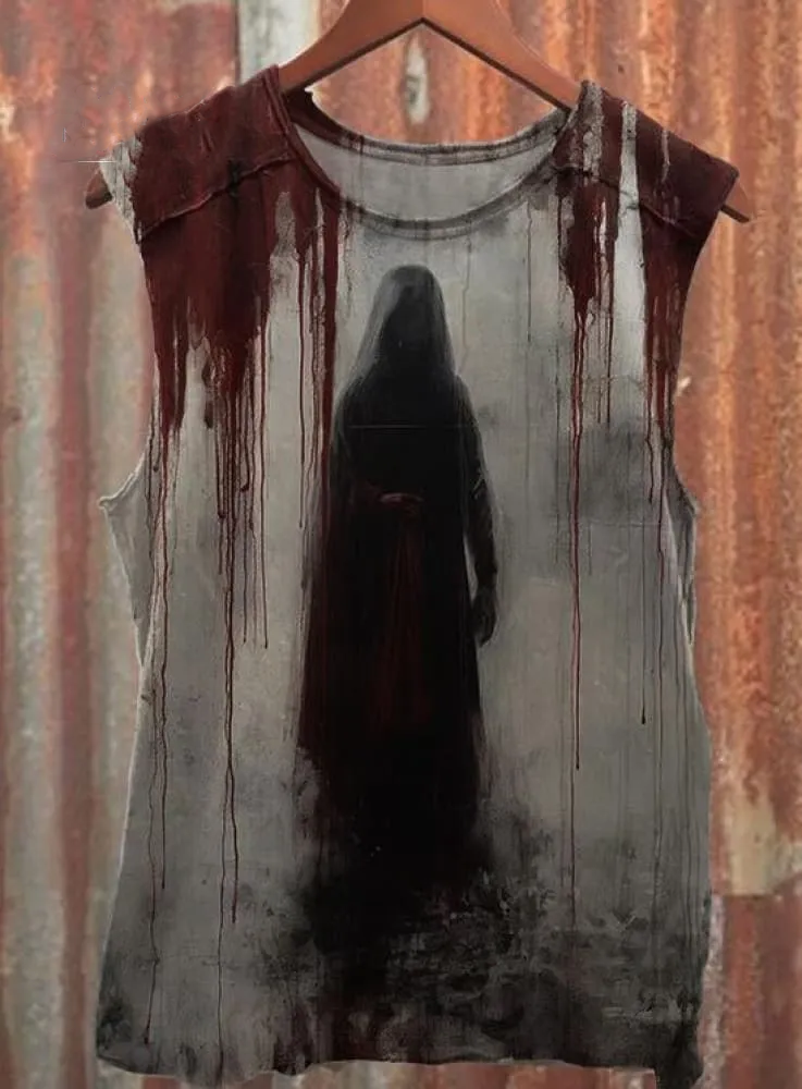 Weird Blood Dark Horror Gothic Halloween Vintage Art Print Tank Top