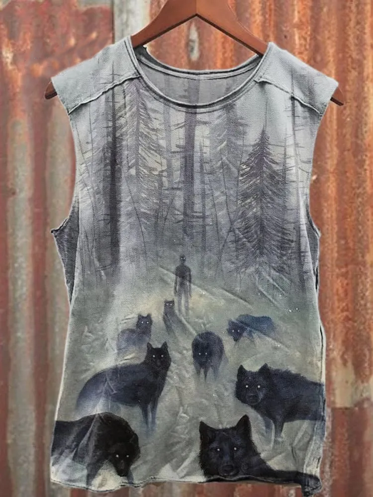 Unisex Retro Doomsday Soldier Art Illustration Print Casual Tank Top