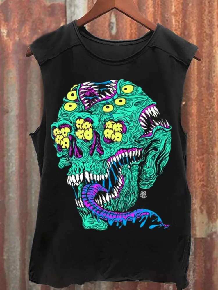 Unisex Skull Monster Graphic Tank Top