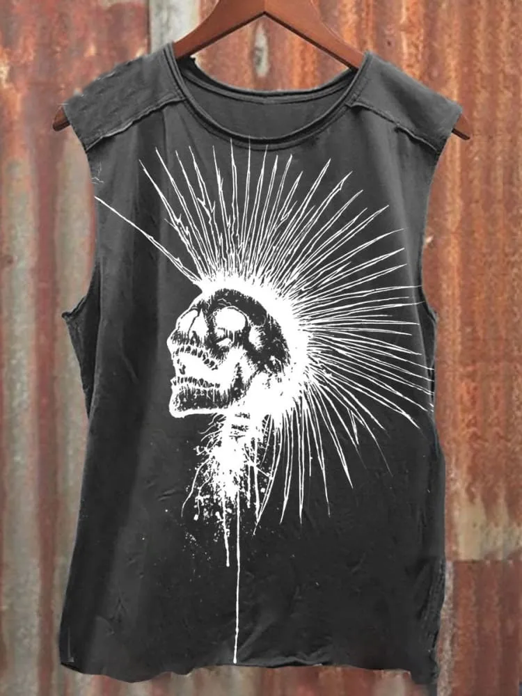 Punk Skull  Art  Print Casual Tank Top