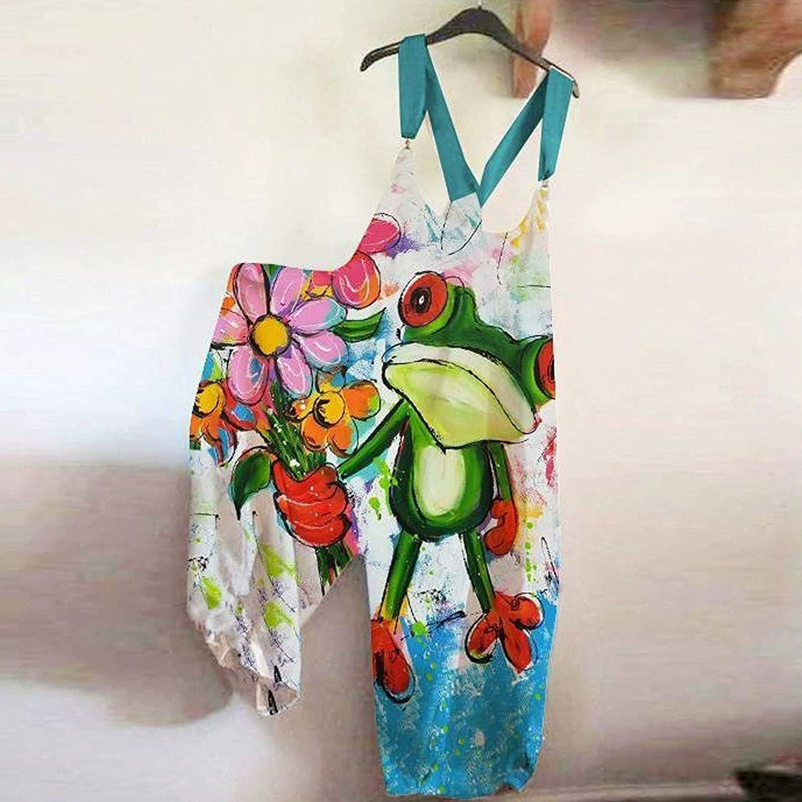 Print Baggy Suspenders Jumpsuit