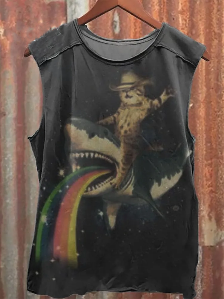 Cat and Shark Unisex Classic Tank Top