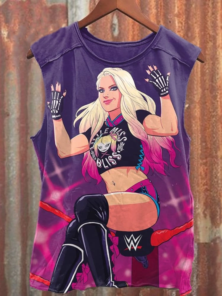Unisex Funny Wrestling Superstar Art Illustration Printed Casual Tank Top