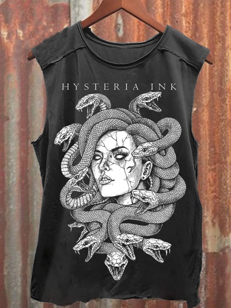 Medusa Print 100% Cotton Casual Tank Top