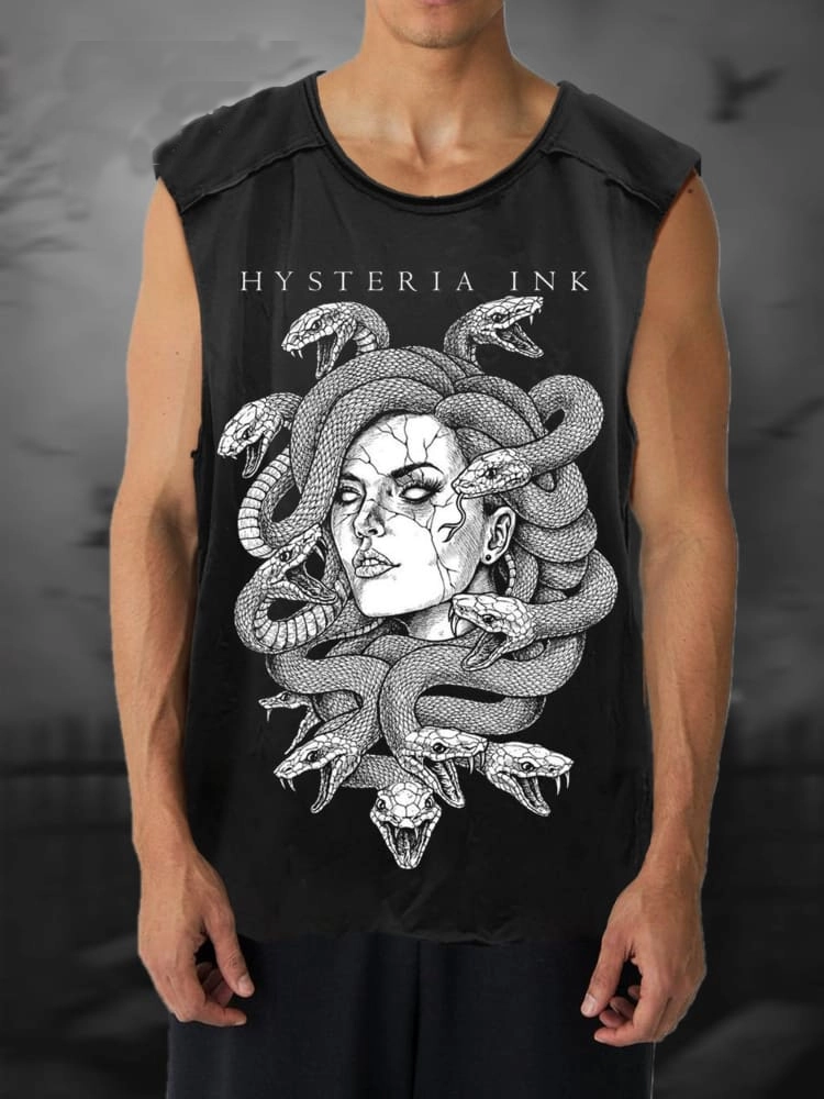 Medusa Print 100% Cotton Casual Tank Top