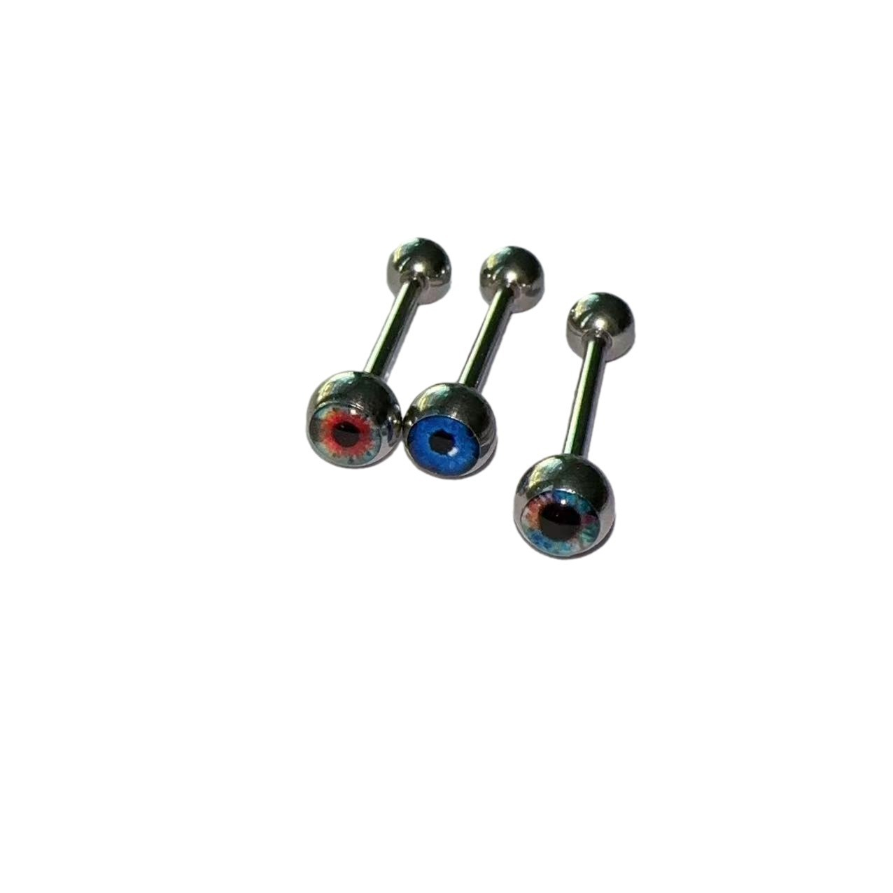 Magic Eye Coated Glasses, Tongue Studs, Titanium Steel