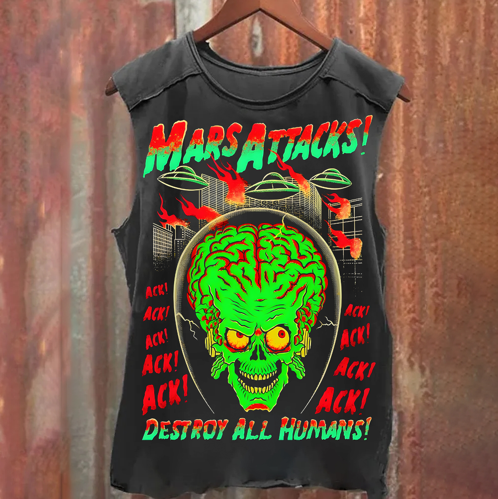 Unisex Vintage Washed Mars Attacks  Tank Top