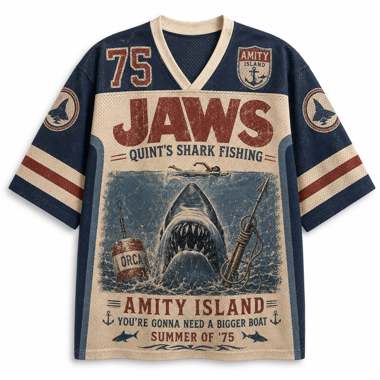 Jaws Quint's Shark Fishing Jersey Shirts