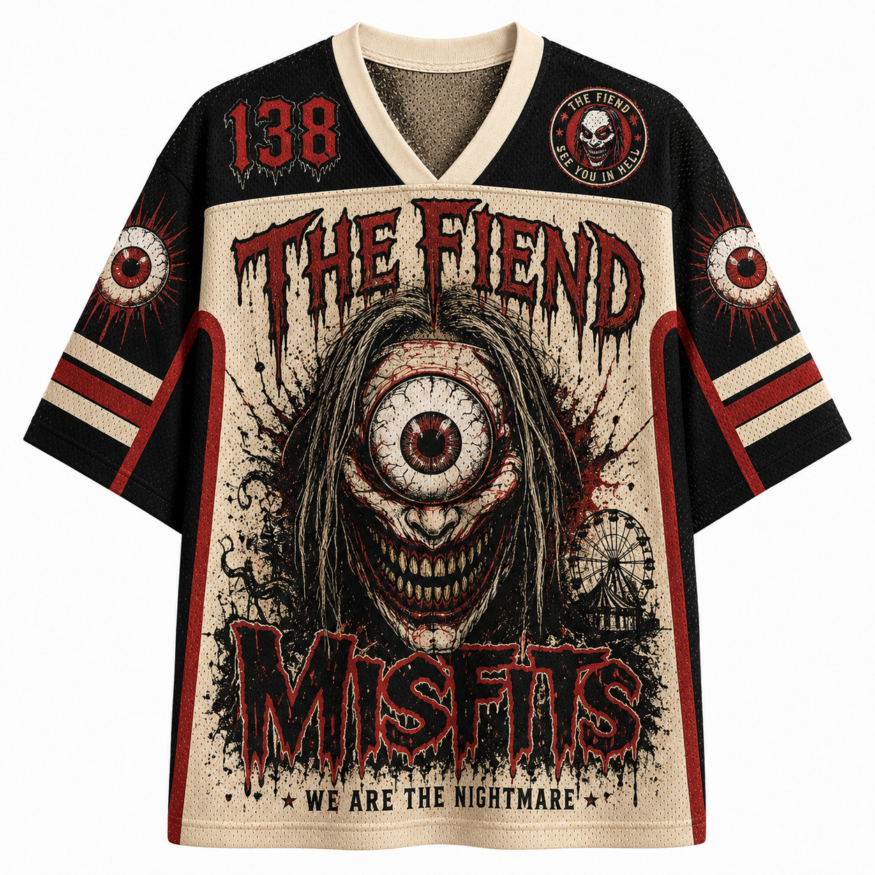 The Fiend Misfits" horror illustration Band Mesh Jersey