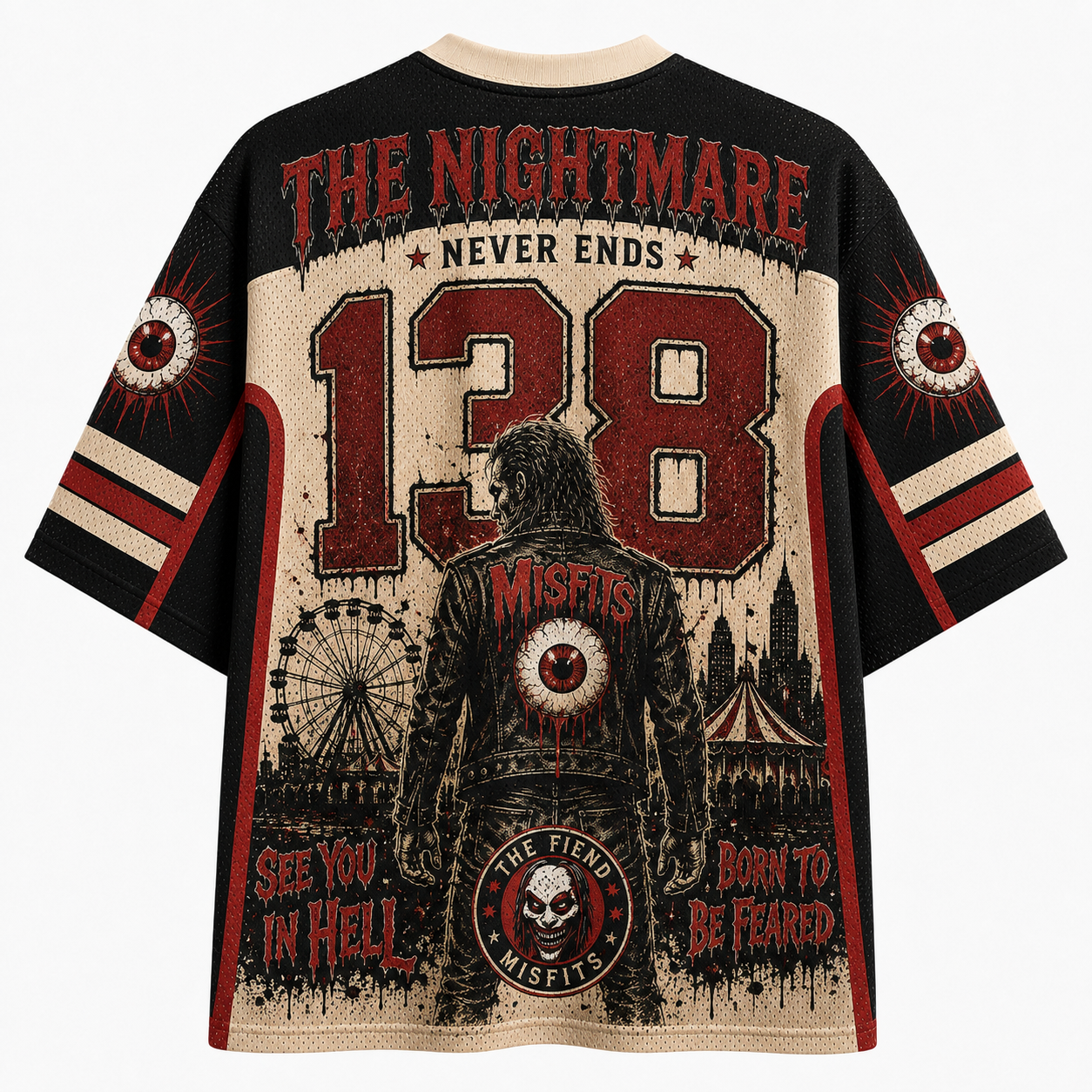 The Fiend Misfits" horror illustration Band Mesh Jersey